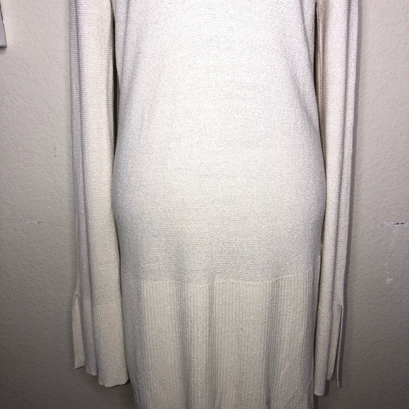 Free People V Neckline Cream Sweater Dress with Bell Sleeves Size Large - Picture 3 of 9